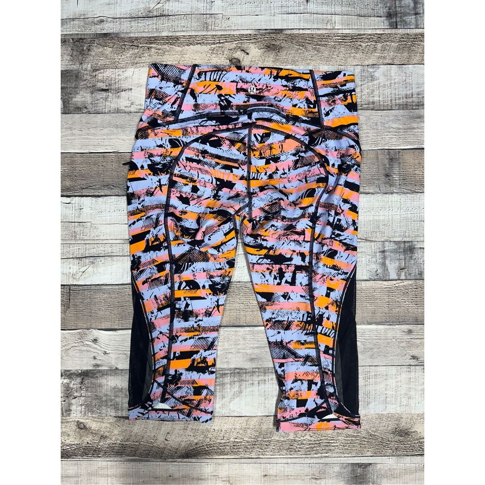 Lululemon Sun Runner Crop *17" Inversion Multi / Black Yoga Pants | Size 6 - Picture 7 of 13